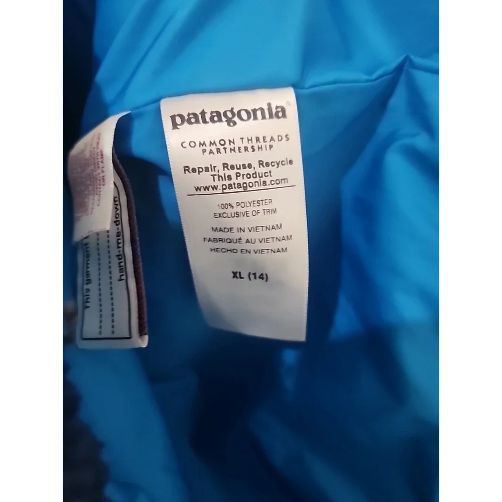 Patagonia Retro Style Better Sweater Youth XL 14 Fleece Full Zip Vest Blue Peach